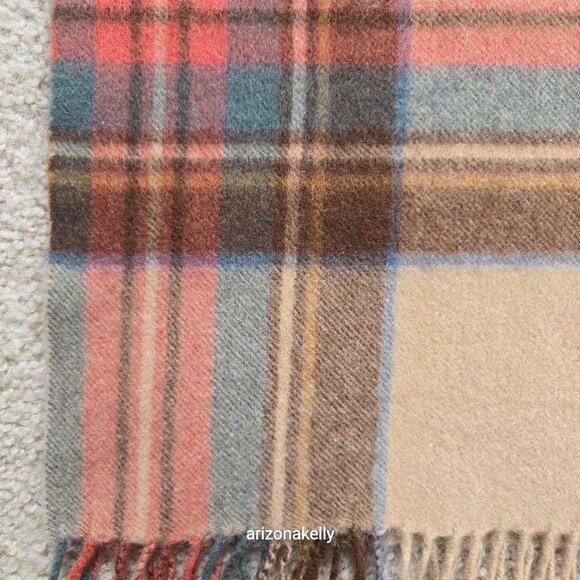 NWOT Antique Stewart Tartan Wool Scarf Oversized with Fringe - Picture 6 of 12